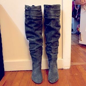 Grey heel boots